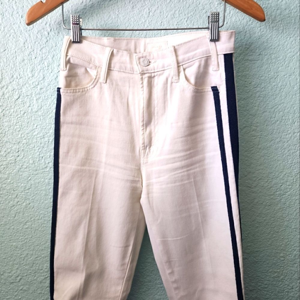 Mother Denim the Hustler ankle glass sleeper racer jeans white black - Picture 12 of 16